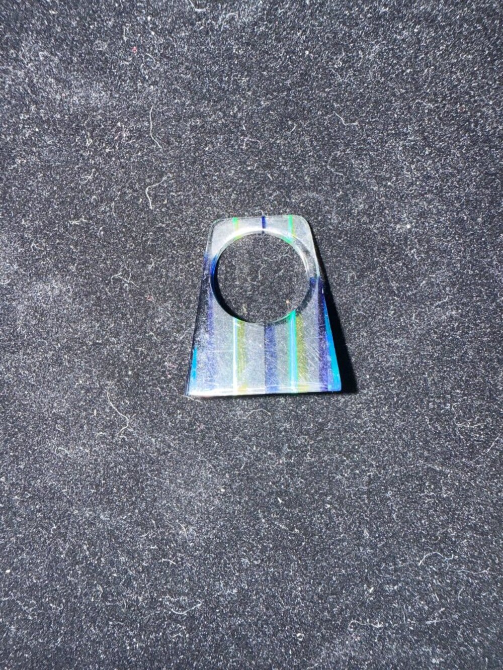 vintage 1960s Mod Lucite ring,geometric shape, neon striped design